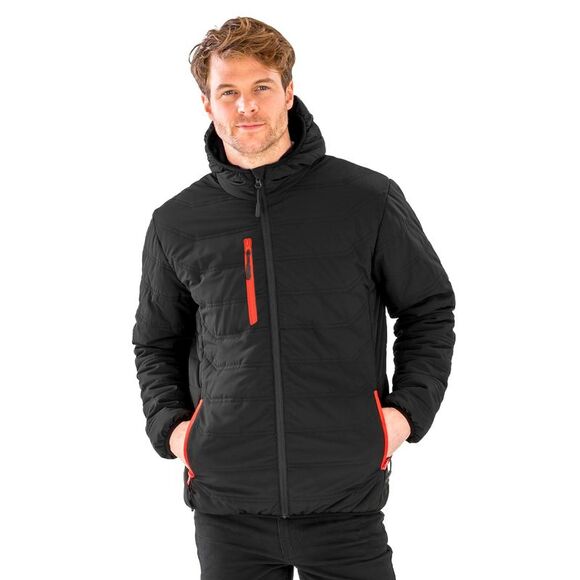Result Genuine Recycled Mens Compass Padded Jacket / Black/Red - Picture 2 of 4